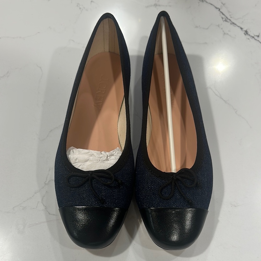 Womens JCrew Black and Navy Women's Flats Size 8